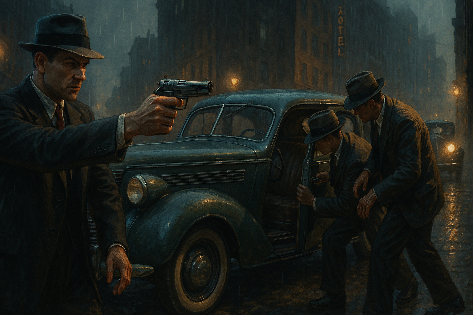Car theft operation in the business district